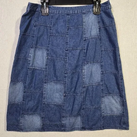 Studio West Denim Skirt Y2k 70s Large Blue Jean Cotton 34 waist - Picture 1 of 9